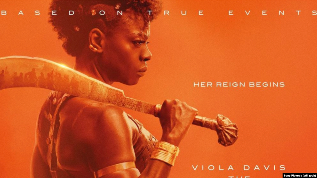 Screenshot of promotional image from Sony Pictures for "The Woman King."