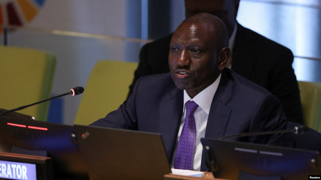 Kenya's President William Ruto speaks during the Sustainable Development Goals (SDG) Summit at United Nations headquarters in New York City, New York, Sept. 18, 2023.