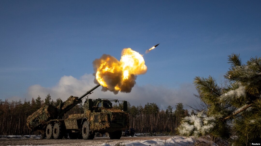 FILE - A Swedish-made Archer self-propelled howitzer of Ukraine’s 45th separate artillery brigade fires at Russian positions in the Donetsk region, Dec. 16, 2023.
