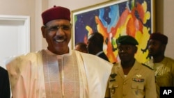 FILE - Niger President Mohamed Bazoum is pictured at the presidential palace in Niamey, March 16, 2023. Bazoum was overthrown in a military coup in July 2023. 
