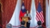 台湾总统蔡英文在与到访的美国国会众议院外交事务委员会主席麦考尔举行午餐会时发表讲话。(资料图2023年4月10日)