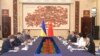 In this photo released by Xinhua News Agency, Ukraine's Foreign Ministry Dmytro Kuleba, third from left, holds talks with China's Foreign Minister Wang Yi at a meeting in the southern Chinese city of Guangzhou on July 24, 2024.