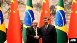 Presidenti i Brazilit gjatë takimit me homologun kinez, Xi Jinping