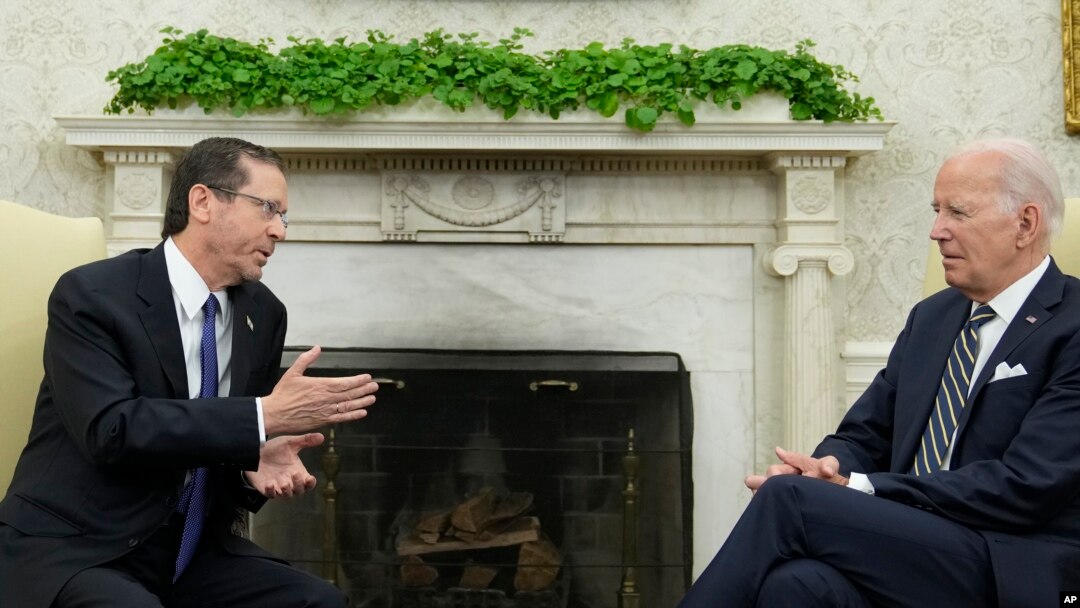 President Joe Biden meets with Israel's President Isaac Herzog in the Oval Office of the White House in Washington, July 18, 2023.