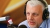 FILE - Journalist Pavel Sheremet talks on the air at a radio station in Kiev, Ukraine, October 11, 2015. 