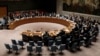 The United Nations Security Council votes on a resolution to ban the supply of helicopters to the Syrian government and to blacklist Syrian military commanders over accusations of toxic gas attacks at U.N. headquarters in New York City, Feb. 28, 2017.