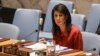 United States Ambassador to the United Nations Nikki Haley delivers remarks at the Security Council meeting on the situation in Syria at the United Nations Headquarters in New York, April 7, 2017. 