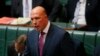 FILE - Australian Home Affairs Minister Peter Dutton addresses Parliament House in Canberra, July 24, 2019. 