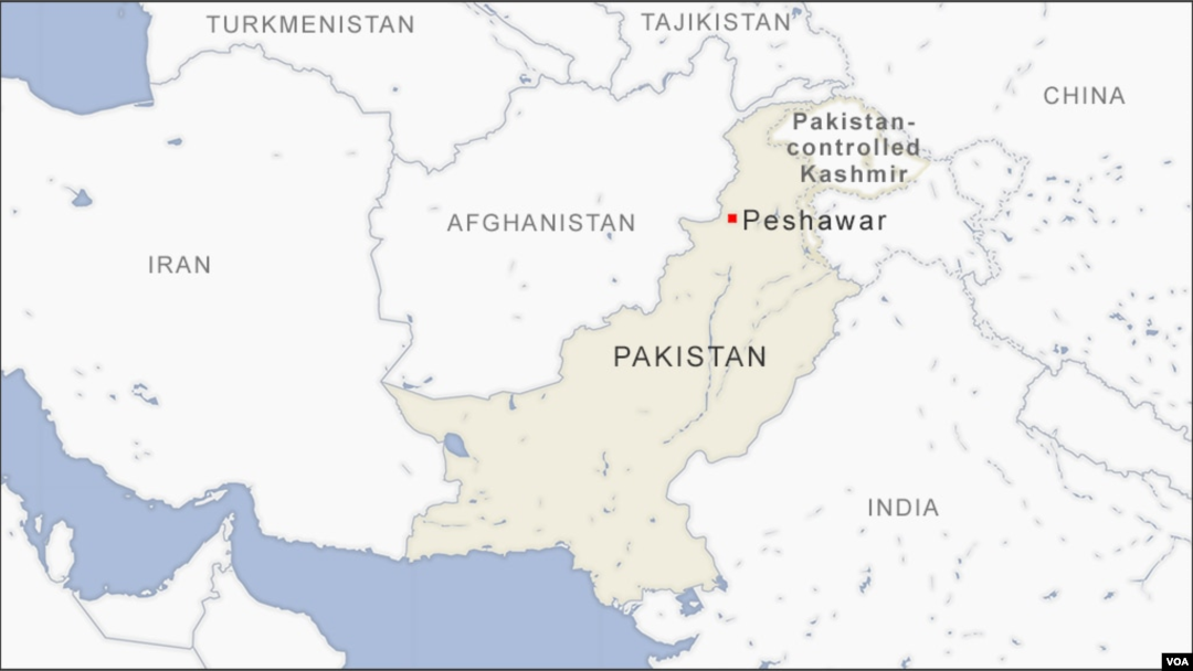 Map of Peshawar in Pakistan