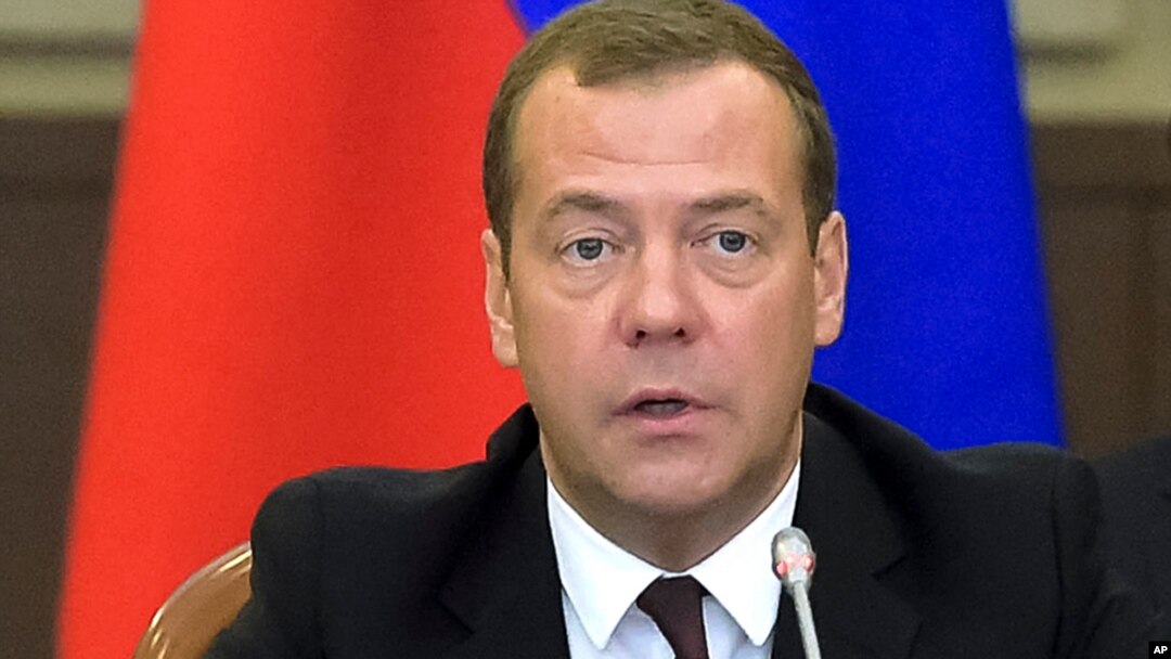 Russian Prime Minister Dmitry Medvedev speaks at the a meeting of the Eurasian Economic Union in the Black Sea resort of Sochi, Russia, Aug. 12, 2016. 