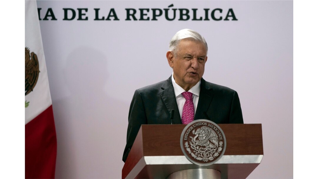 FILE - Mexican President Andres Manuel Lopez Obrador speaks at the National Palace in Mexico City, July 1, 2021.