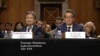 조셉 윤 전 국무부 대북정책특별대표와 빅터 차 전략국제문제연구소(CSIS) 한국 석좌가 5일 미 상원 외교위원회 산하 동아시아·태평양·국제사이버안보정책소위원회 청문회에서 증언하고 있다.