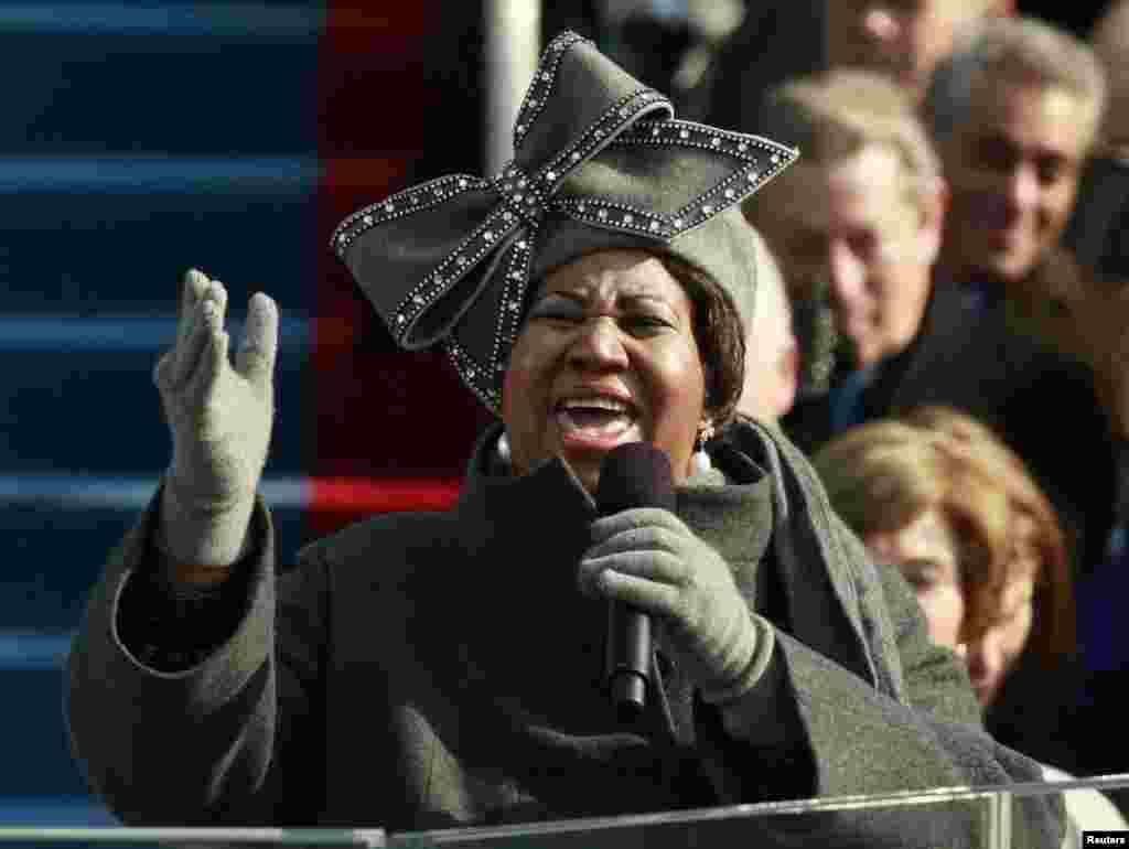 Areha Franklin na inauguraci predsednika Baraka Obame u Vašingtonu,20. januara, 2009. 