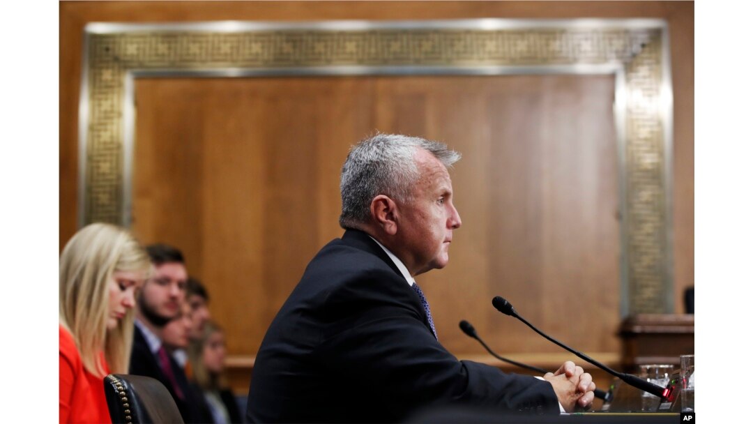 Deputy Secretary of State-designate John Sullivan testifies on Capitol Hill in Washington, May 9, 2017, at his confirmation hearing before the Senate Foreign Relations Committee.