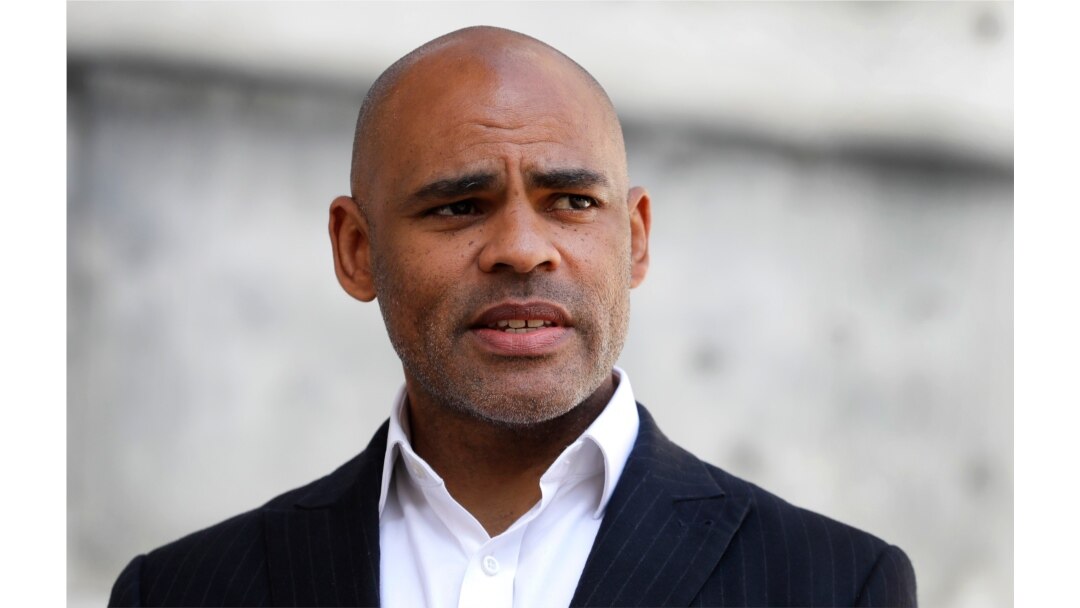 The Mayor of Bristol, Marvin Rees, speaks to the press in Bristol, England, June 8, 2020.