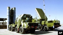 A Russian S-300 anti-aircraft missile system is on display in an undisclosed location in Russia.
