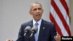 FILE - U.S. President Barack Obama speaks about the framework agreement on Iran's nuclear program announced by negotiators in Switzerland during a statement in the Rose Garden of the White House in Washington, April 2, 2015. 