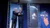 Vice President Mike Pence, left, is introduced by NASA Administrator Jim Bridenstine during a visit to NASA's Johnson Space Center in Houston, Aug. 23, 2018.