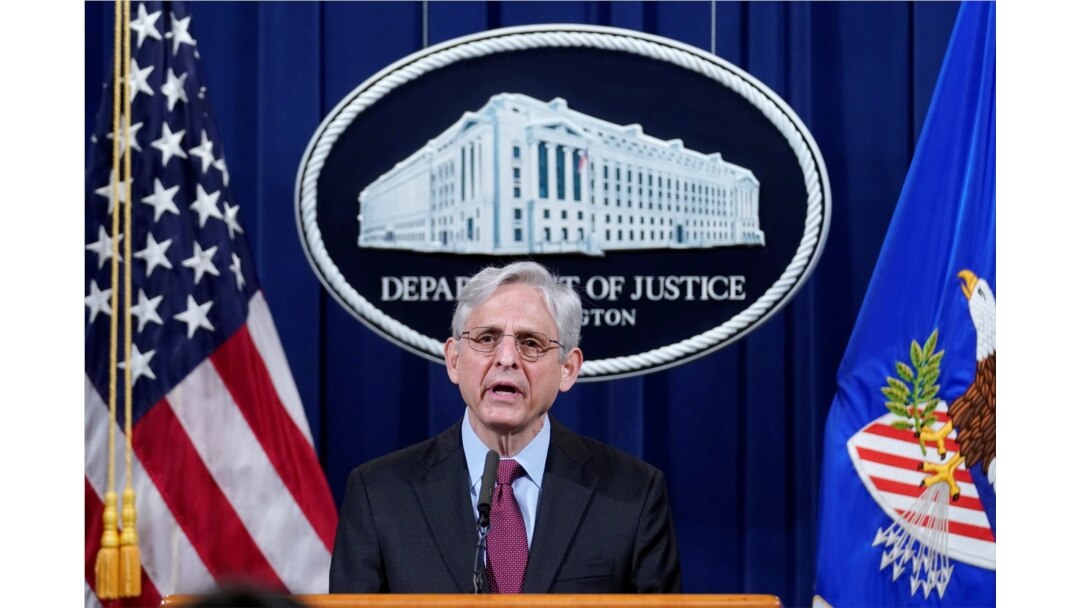 FILE - Attorney General Merrick Garland speaks about a jury's verdict in the case against former Minneapolis Police Officer Derek Chauvin in the death of George Floyd, at the Department of Justice, in Washington, April 21, 2021.