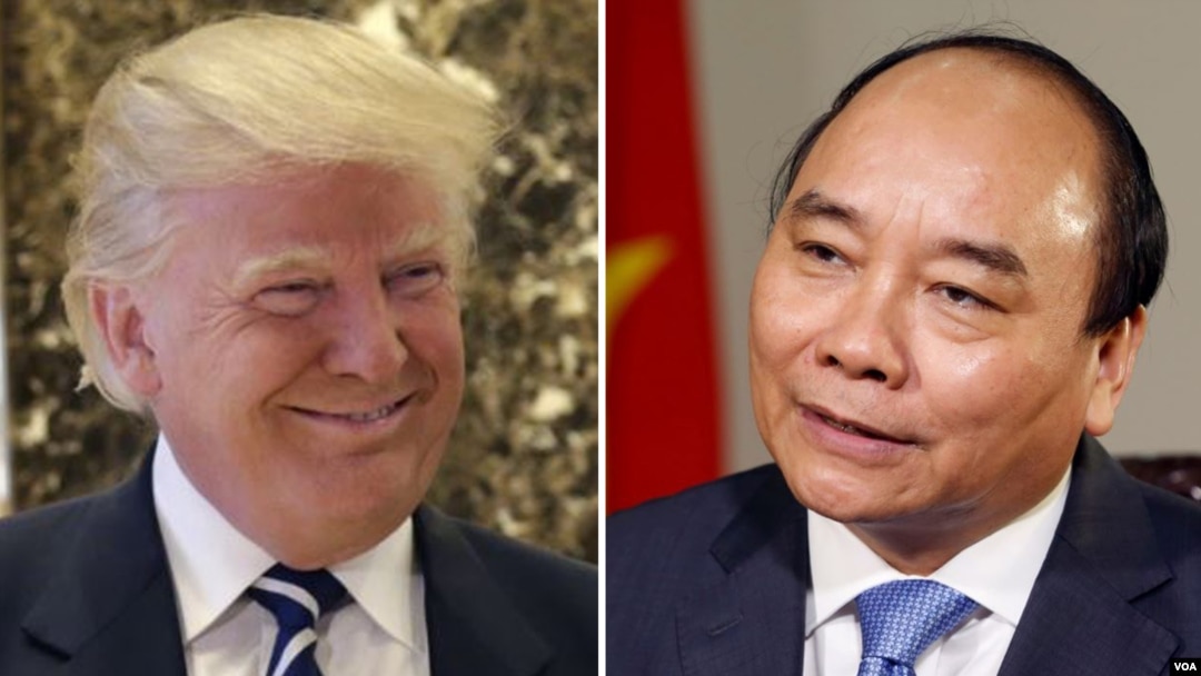 File - This image shows then-President-elect Donald Trump and Prime Minister of Vietnam Nguyen Xuan Phuc.
