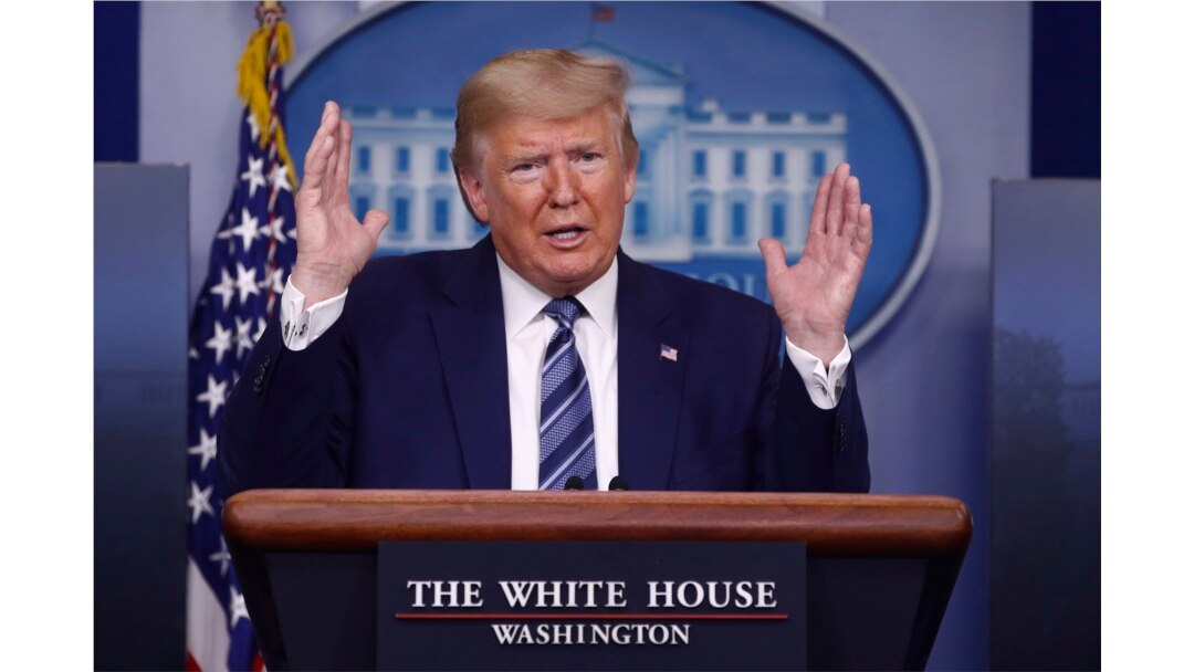 President Donald Trump speaks during a coronavirus task force briefing at the White House, April 5, 2020, in Washington.