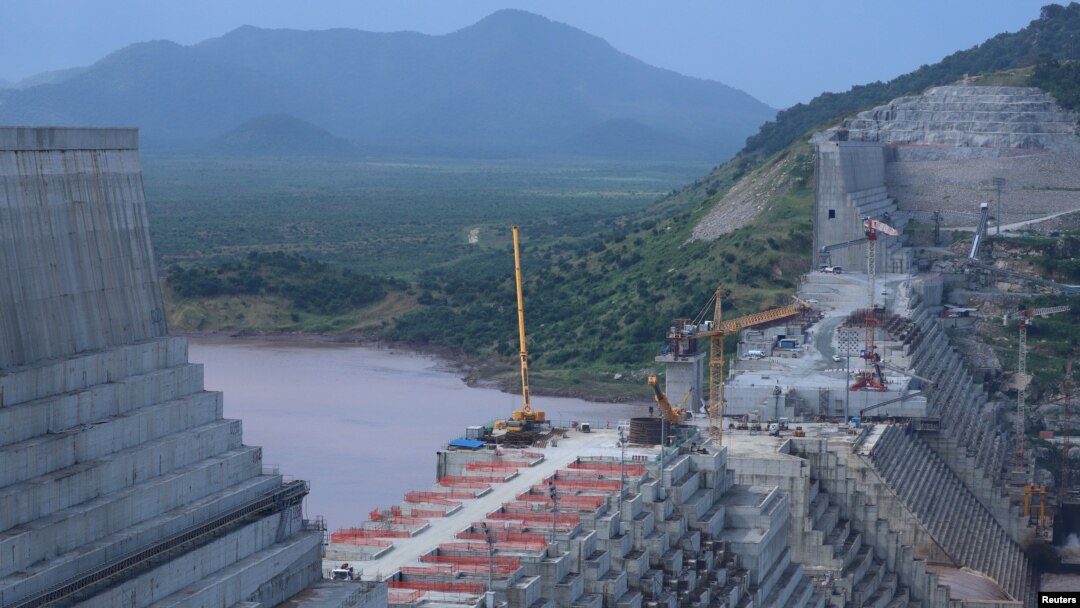 FILE PHOTO: Ethiopia's Grand Renaissance Dam is seen as it undergoes construction work on the river Nile in Ethiopia Sept. 26, 2019.