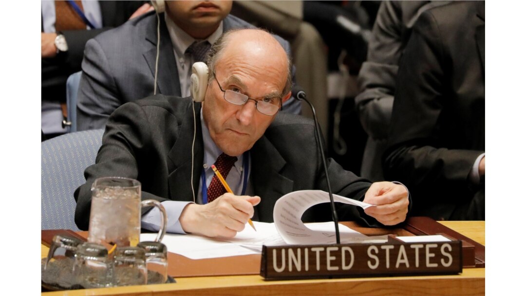 FILE - U.S. diplomat Elliott Abrams attends a meeting of the U.N. Security Council on Venezuela at U.N. headquarters in New York, Feb. 28, 2019.