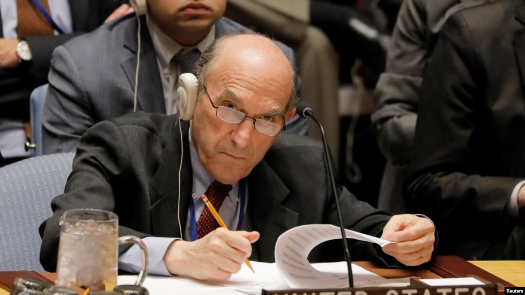 U.S. Venezuela envoy Elliott Abrams says President Donald Trump is still committed to a pressure campaign to force Venezuelan President Nicolas Maduro to step aside to make way for opposition leader Juan Guaido.