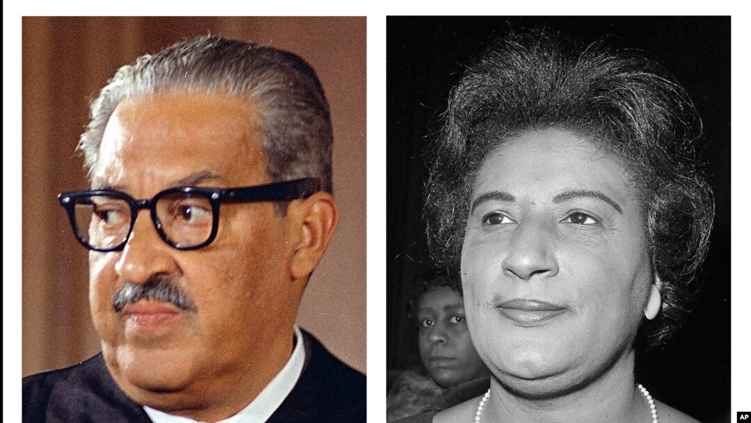 This combo of file photos shows Supreme Court Associate Justice Thurgood Marshall, L, and Constance Baker Motley. The NAACP's Legal Defense Fund has launched a $40 million scholarship program to create a new generation of civil rights lawyers.