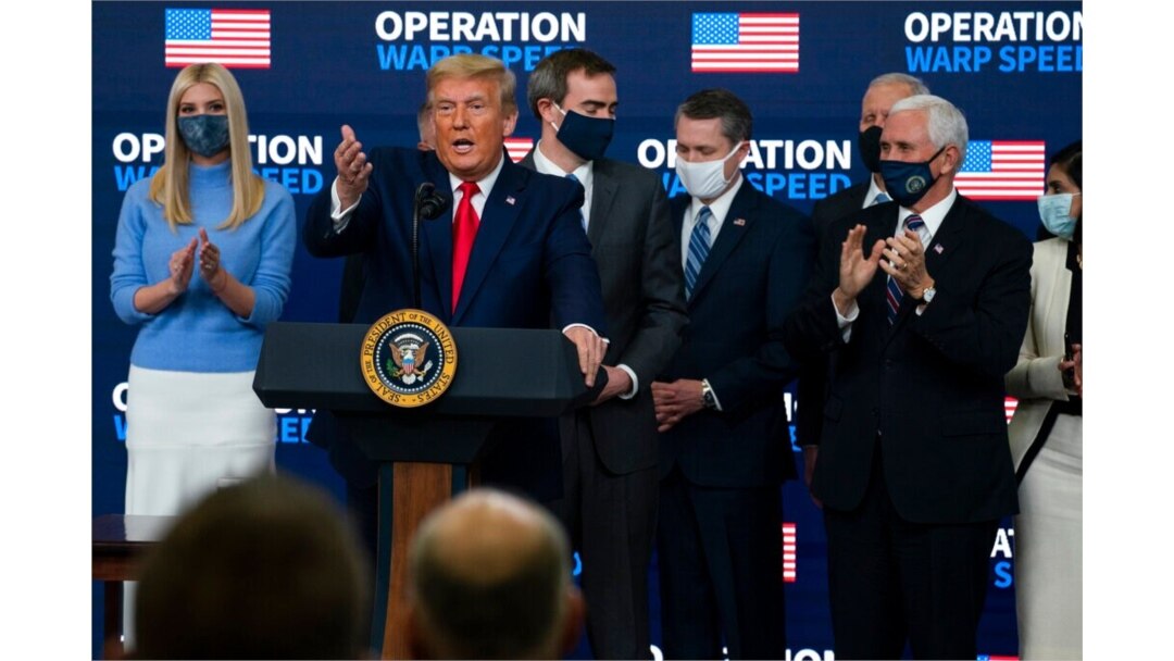 President Donald Trump speaks during an "Operation Warp Speed Vaccine Summit" on the White House complex, Dec. 8, 2020.