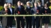 Turkish President Tayyip Erdogan (front 2nd L) and his Finnish counterpart Sauli Niinisto (front 2nd R), accompanied by their wives, hold carnations during a commemoration for the victims of Ankara bombings, Oct. 14 2015. 