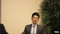 “香港众志”常委罗冠聪。(美国之音记者 张富杰拍摄)