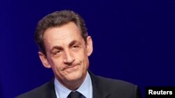 FILE - France's former president Nicolas Sarkozy.