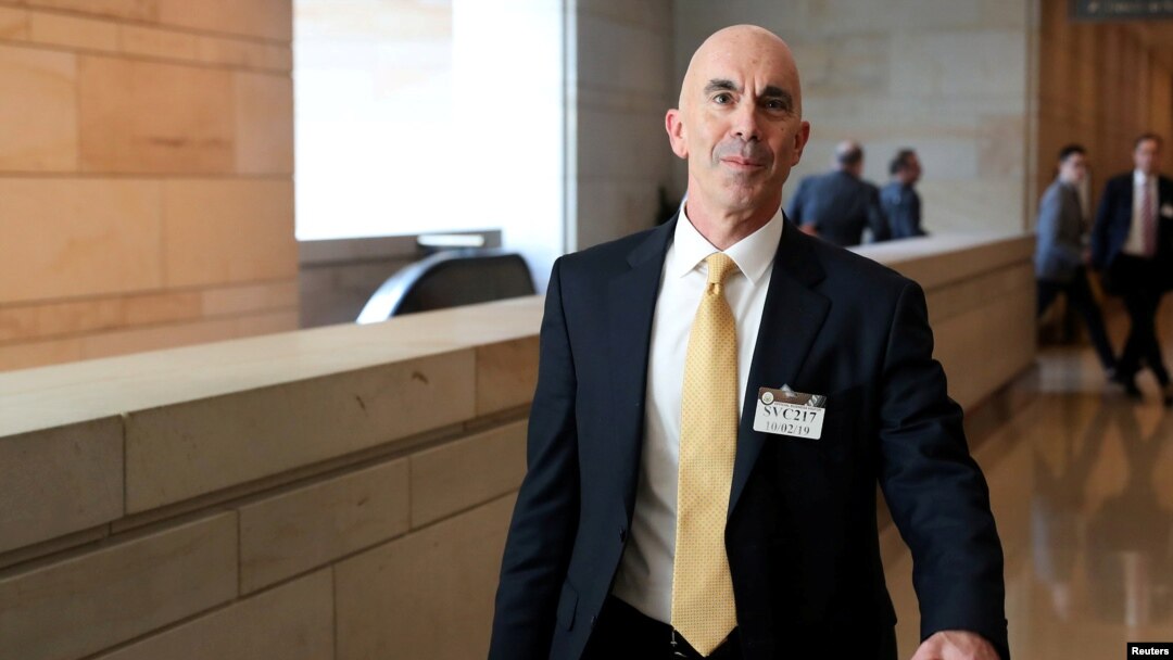 FILE - U.S. State Department Inspector General Steve Linick departs after briefing House and Senate Intelligence committees at the U.S. Capitol in Washington, Oct. 2, 2019. 
