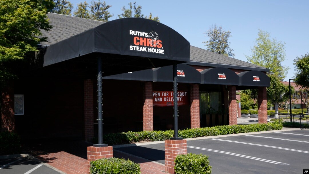 The Ruth's Chris Steak House is seen in Sacramento, Calif., April 21, 2020. The restaurant chain is among those businesses that qualified for the maximum $10 million in loans under the Paycheck Protection Program intended for small businesses.