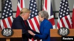 Президент Дональд Трамп і прем’єр-міністр Тереза Мей на пресконференції у Лондоні 4 червня 2019 р.