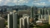 俯瞰香港高楼和维多利亚港湾
