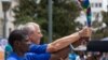 The welcoming ceremony for Namibian, Singaporean, and Tanzanian Special Olympics teams at Pasadena, California, July 22 (VOA / R. Tivony)