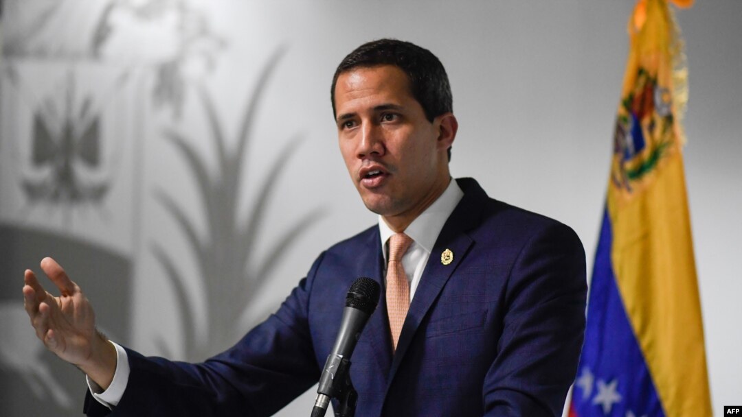 Venezuelan opposition leader Juan Guaido speaks during a news conference in Caracas, Oct. 17, 2019. Venezuela won a seat Thursday on the U.N. Human Rights Council, sparking an outcry from critics of its rights record.