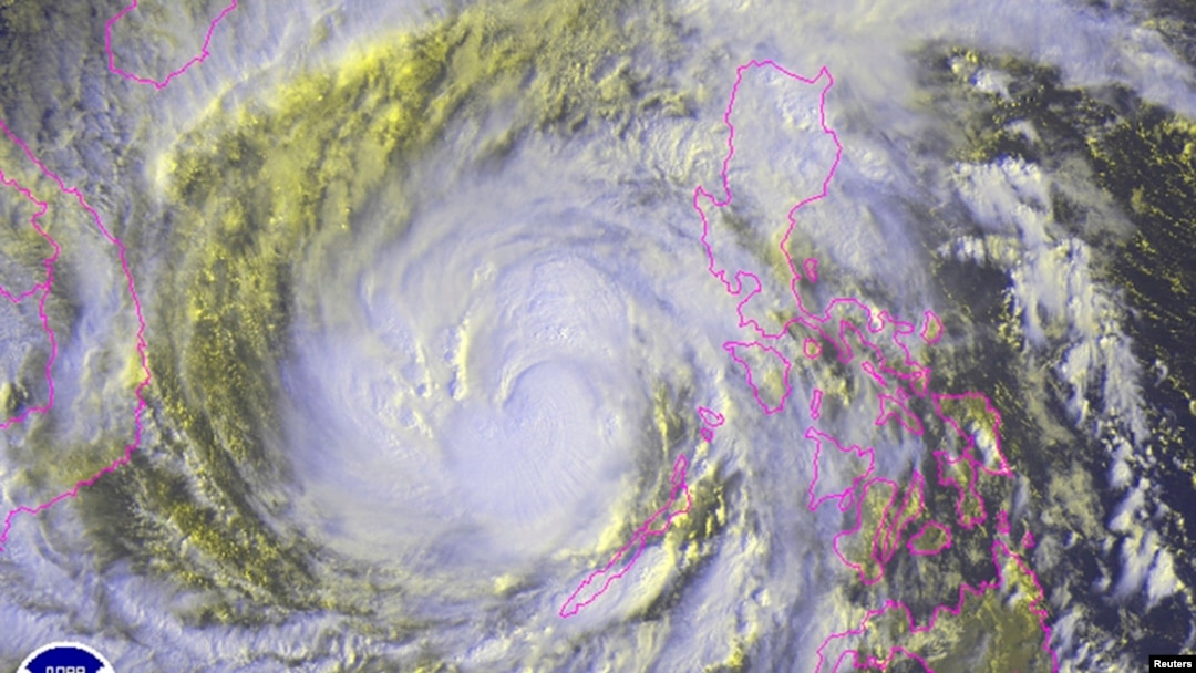Typhoon Haiyan is pictured in this NOAA satellite image, over the Philippines, Nov. 8, 2013.