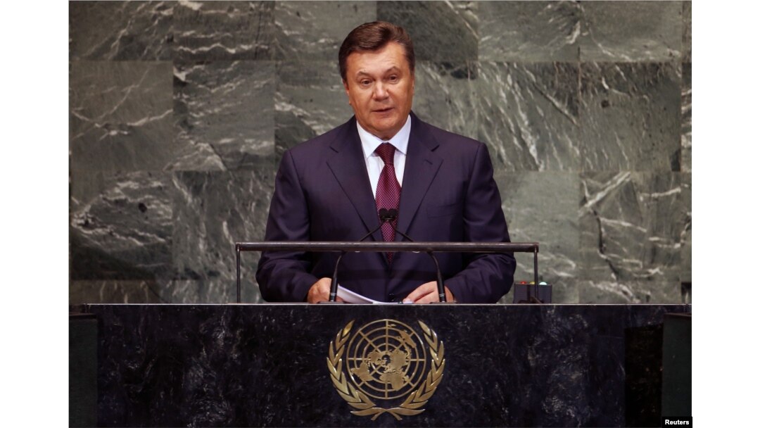 President of Ukraine Viktor Yanukovych addresses the 67th United Nations General Assembly at U.N. headquarters in New York, September 26, 2012.
