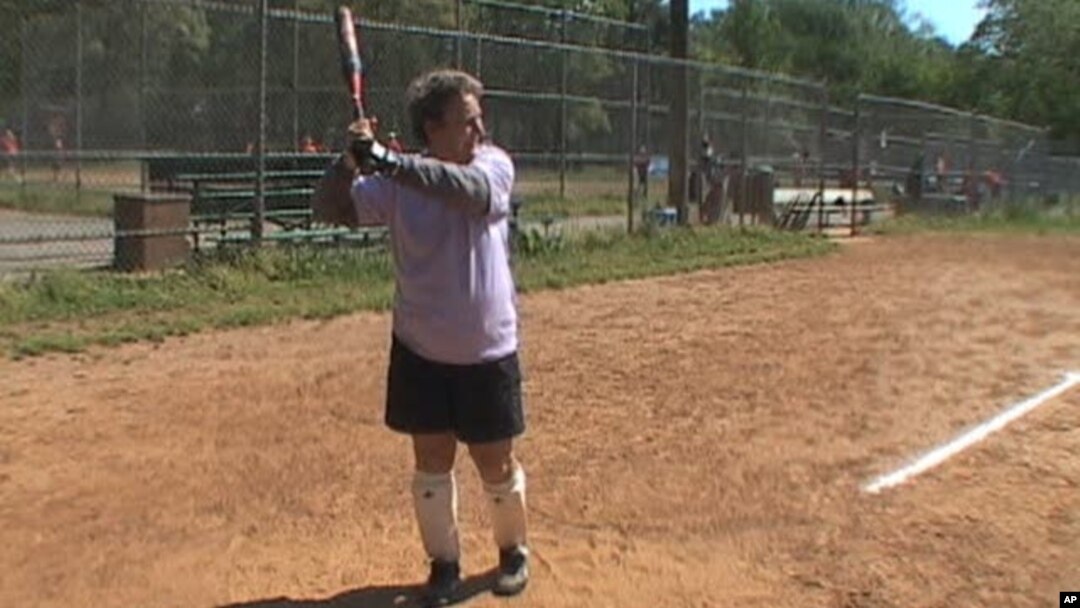 Janet Weeks, 75, plays softball regularly at this field outside Washington along with other members of the Golden Girls, a softball organization for senior women.