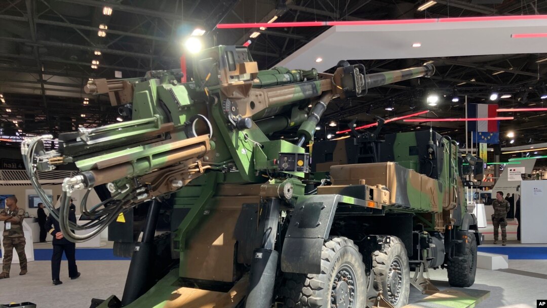FILE - A French artillery piece Caesar is photographed at the Eurosatory land and airland defense and security trade fair on June 13, 2022 in Villepinte, north of Paris. 