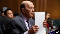 美国商务部长罗斯在参议院财政委员会作证。（2018年6月20日）