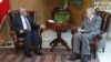 Lebanon's President Michel Sulaiman (L) meets with UN-Arab League peace envoy for Syria Lakhdar Brahimi at the presidential palace in Baabda, near Beirut, October 17, 2012. 