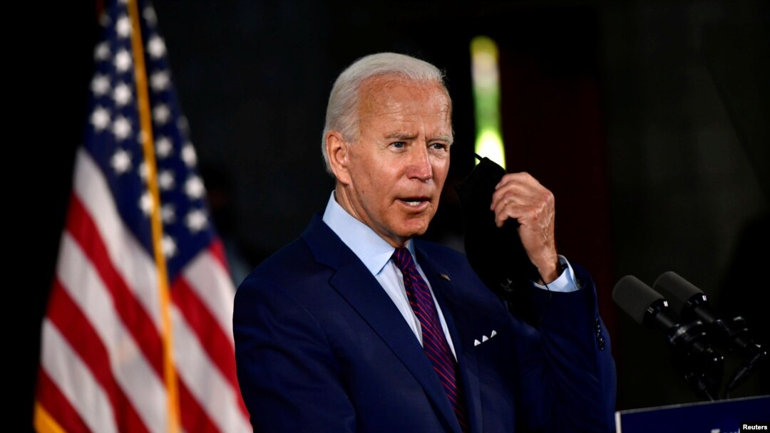 FILE - Democratic U.S. presidential candidate and former Vice President Joe Biden speaks during a campaign event at a recreation center in Lancaster, Pennsylvania, June 25, 2020.