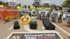 Activists demonstrate against Lynas Corporation to raise questions over the potential environmental hazards arising from radioactive waste, in Gebeng, 270 kilometers east of Kuala Lumpur, Malaysia, April 19, 2012.