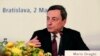President of the European Central Bank Mario Draghi attends a news conference during the Meeting of the Governing Council of the European Central Bank, in Bratislava, Slovakia, May 2, 2013.