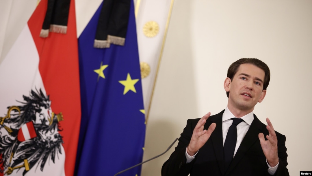 FILE - Austria's Chancellor Sebastian Kurz holds a news conference following the exchange of gunfire later ruled a terror attack, in Vienna, Austria, Nov. 3, 2020.