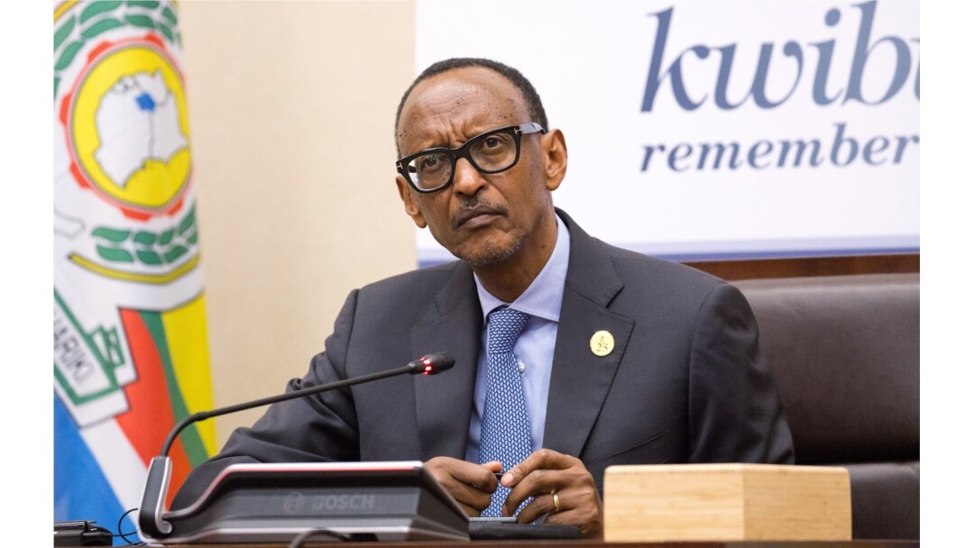 FILE - Rwanda's President Paul Kagame addresses a news conference in Kigali, Rwanda, April 8, 2019.